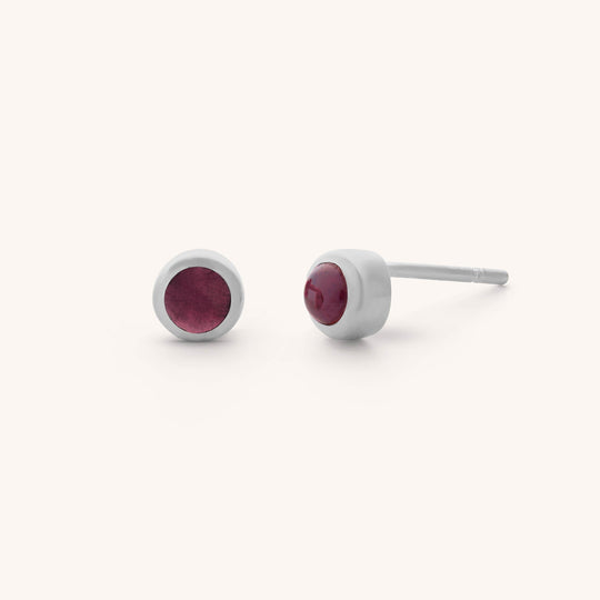 Garnet Mini Gem Dot Birthstone Earrings - January