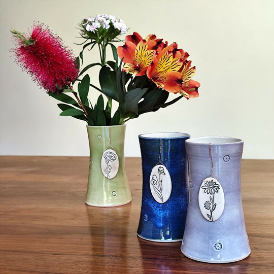 Birth Flower Pottery Gift Handmade Birth Month Vase