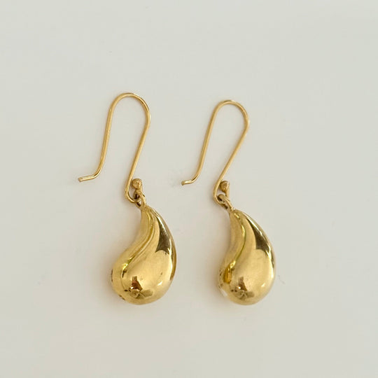 Gold Plated Sterling Silver Hook Earrings with a Chunky Curved Drop