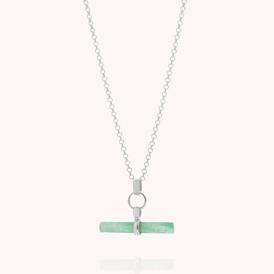 Gemstone T-Bar Necklace - Green Aventurine