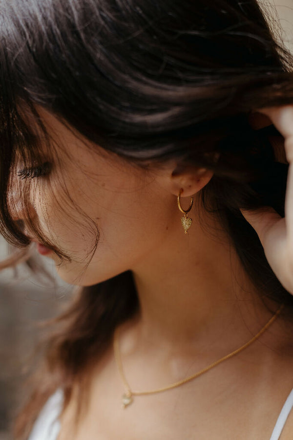 Sunburst Heart hoop earrings, Gold