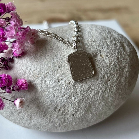 Silver Slice of Toast Charm Necklace