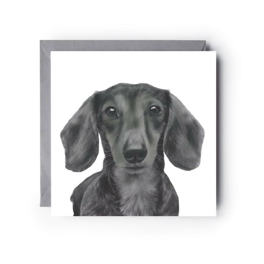 Hand drawn Dachshund greeting card illustration for dog lovers