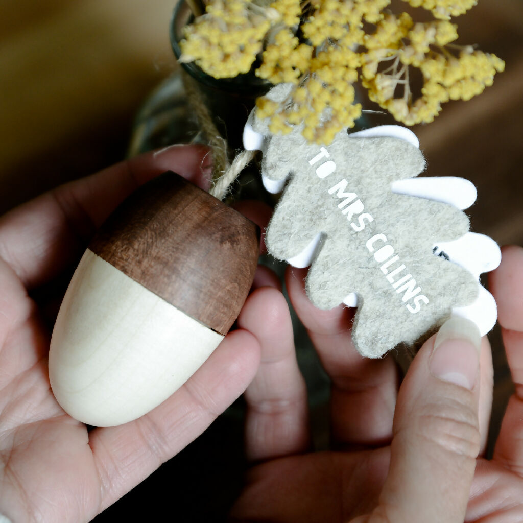 'Thanks for Helping Me Grow' Wooden Acorn Teacher Gift