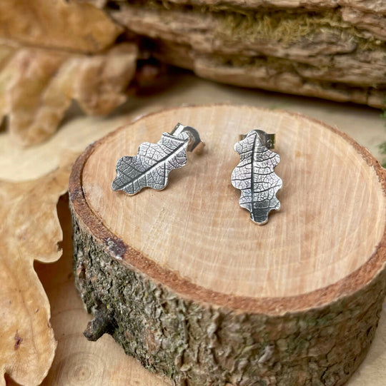 Silver Oak Leaf Stud Earrings