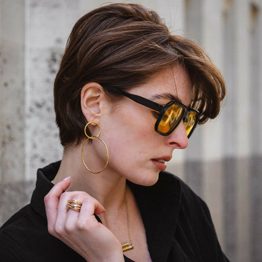 Gold Textured Double hoop earrings