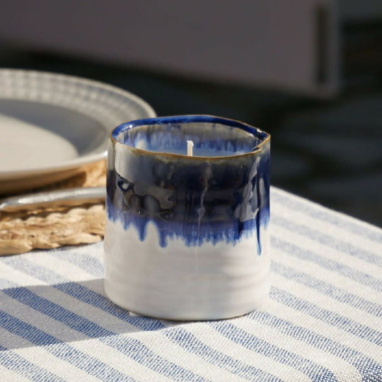 Blue Ombre Ceramic Garden Candle