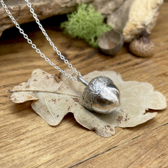 Chunky Sterling Silver Acorn Necklace