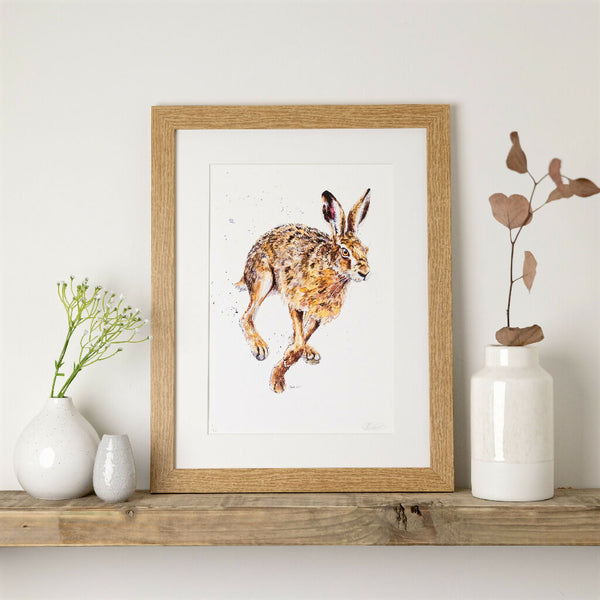 Running Hare Limited Edition Print 'Hare Today, Gone Tomorrow' | Jina Gelder Illustration