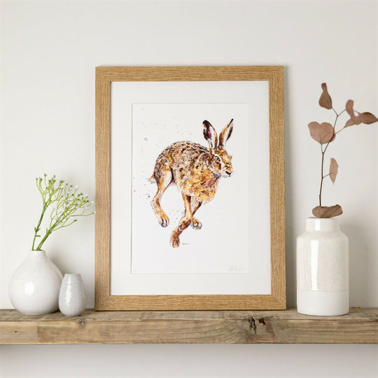Running Hare Limited Edition Print 'Hare Today, Gone Tomorrow' | Jina Gelder Illustration