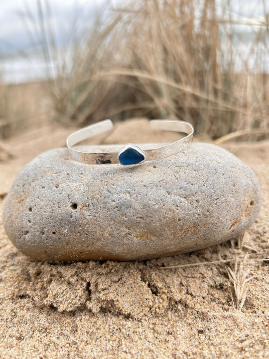 Seaglass & Silver Cuff Bangle