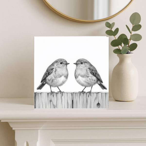 Robin Perch Hand Drawn Greeting Card