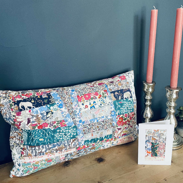 Liberty fabric patchwork cushion
