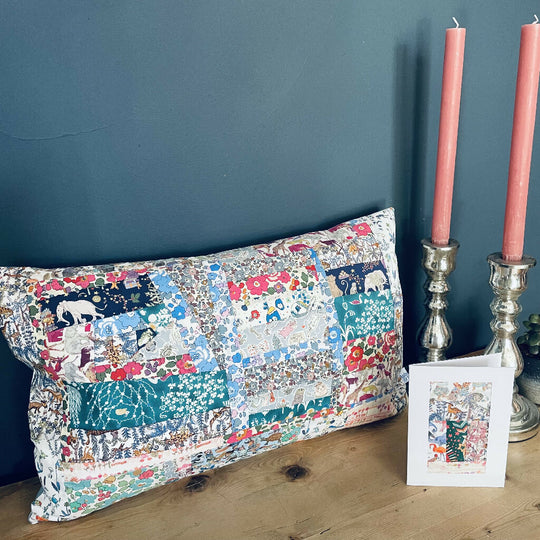 Liberty fabric patchwork cushion
