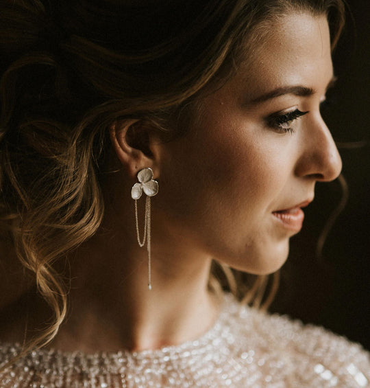 Hydrangea Flower & Pearl Earrings