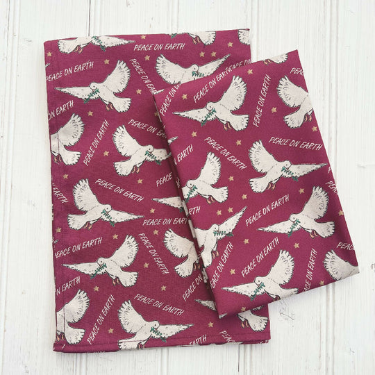 'Peace On Earth' Christmas Organic Cotton Tea Towel