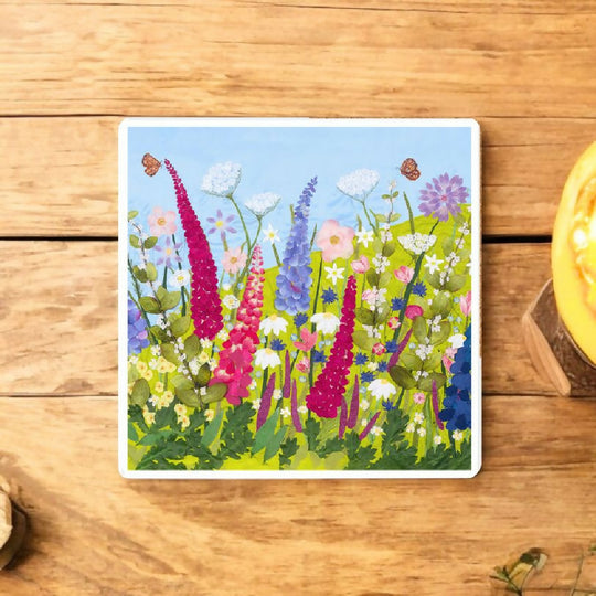 Wild Summer Flowers Ceramic Coaster