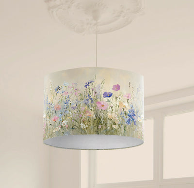 handmade floral illustration pastel lampshade wild flower lampshade vintage hanging pendant ceiling floral pastel print lightshade
