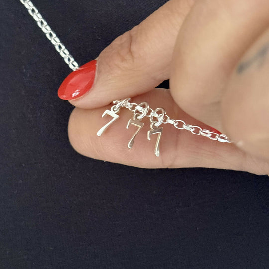 777 Sterling Silver Angel Number Charm Necklace | Spiritual Gift