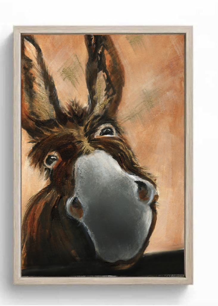 Limited Edition Embellished Canvas Print of Derek the Donkey