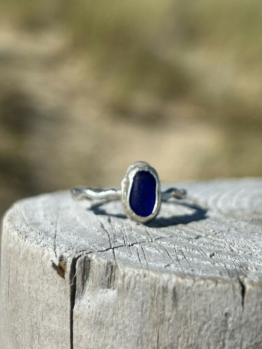 Blue Sea Glass Ring