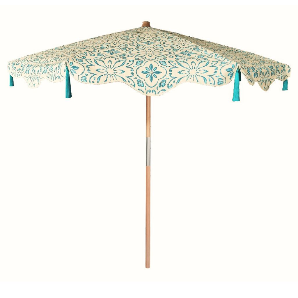 NEW! 'London Blue' 2.2m Premium Outdoor Solid Wood Parasol Umbrella