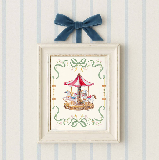 Vintage  Carousel Illustration Merry-go-round Artwork