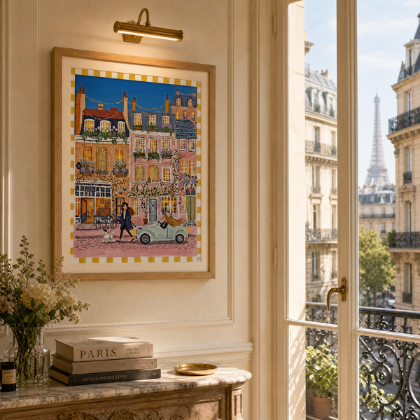 Parisian Rendezvous Print | Whimsical Paris Wall Art | French Café Art | Paris Watercolor Illustration | Parisian Home Decor | French Art Print