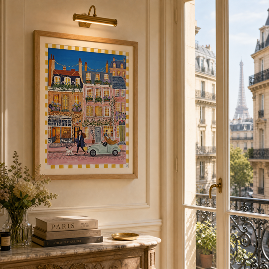 Parisian Rendezvous Print | Whimsical Paris Wall Art | French Café Art | Paris Watercolor Illustration | Parisian Home Decor | French Art Print
