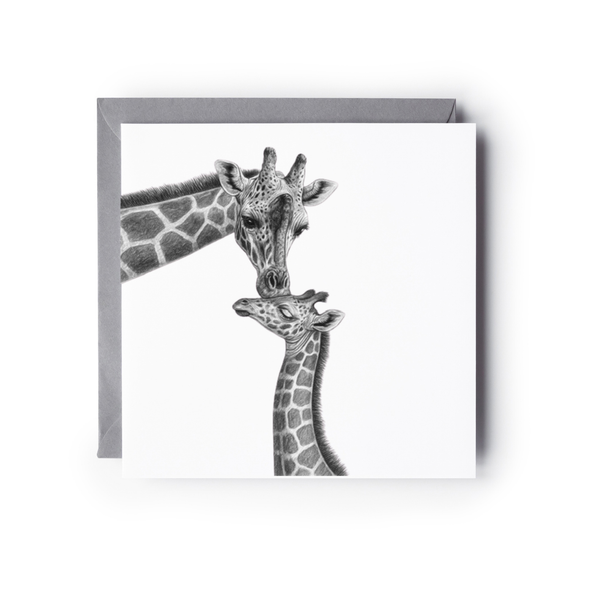 Standing Tall Mother and Baby Giraffe Greeting Card