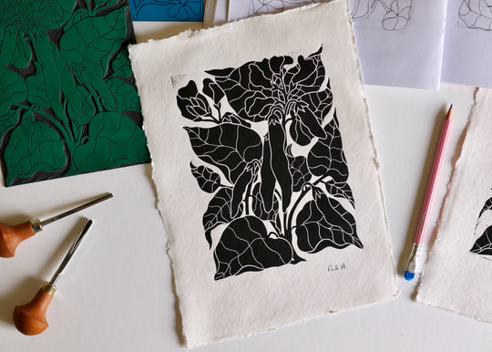 Heritage Kitchen Garden - Runner Beans | Hand printed on Cotton Rag Paper