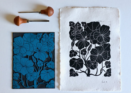 Heritage Kitchen Garden - Nasturtium | Hand printed on Cotton Rag Paper