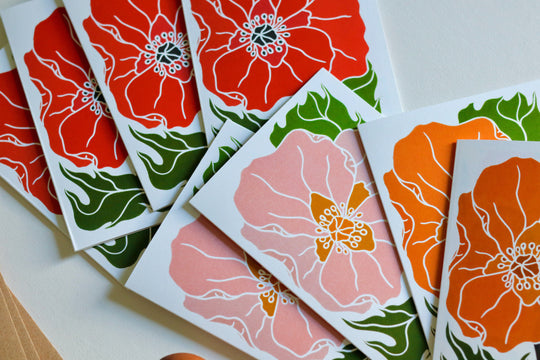 Graceful Wild Poppies in Pink Notecards | Set of 8 Notecards & Envelopes