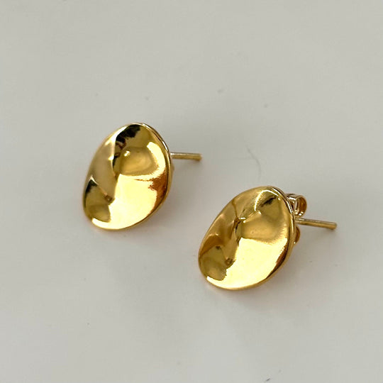 Gold Plated Sterling Silver Round Organic Dome Shaped Studs