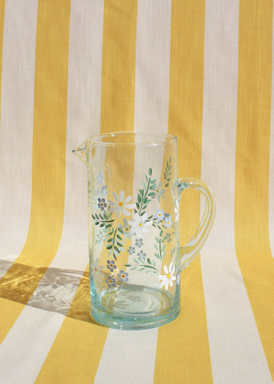 Daisy & forget me nots recycled glass jug