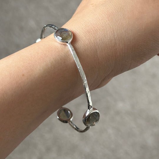 Labradorite Gemstone Bangle in Sterling Silver