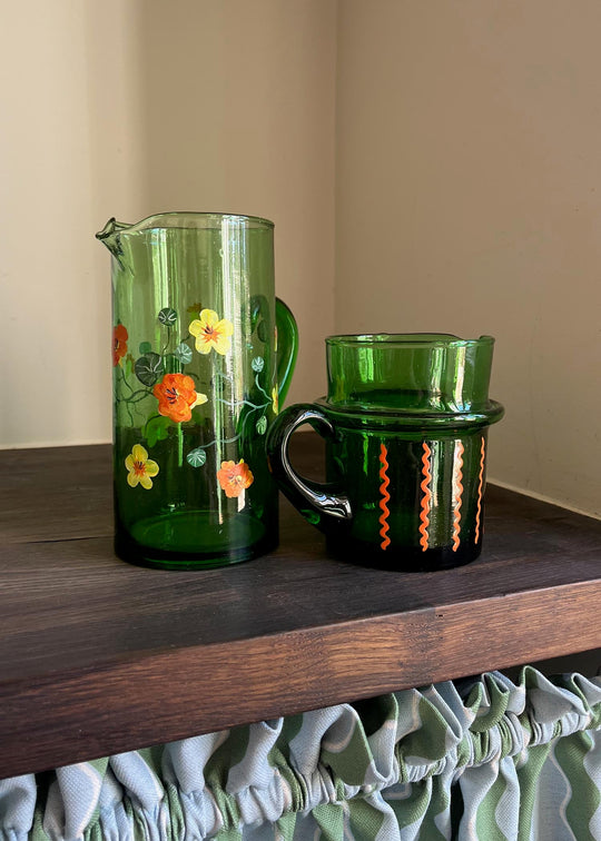 Nasturtium green recycled glass jug