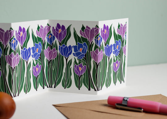 Joy Bloom Crocus Garland Card | Single Card & Envelope