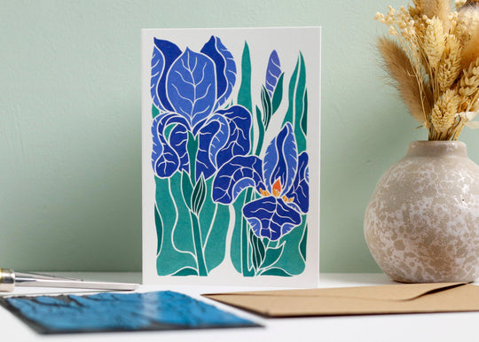 Iris in the Garden Luxury Cotton Card | Single Card & Envelope