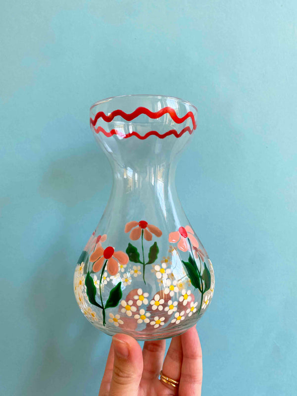 Pink & red vintage petite slim vase