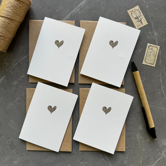 Small note cards with leopard print heart