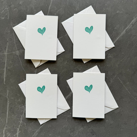 Small note cards with teal watercolour love heart