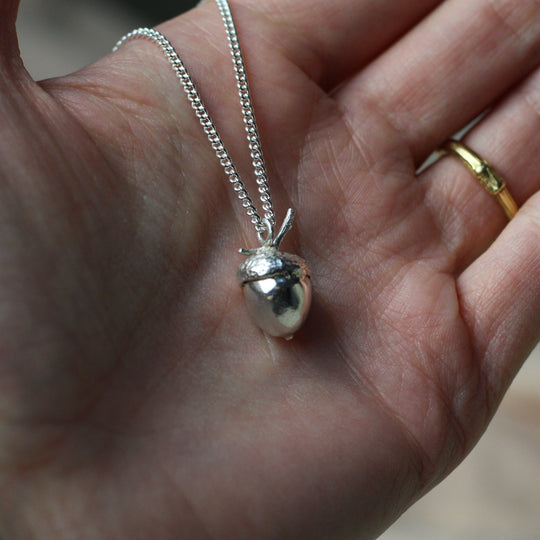 Solid Silver Acorn Pendant