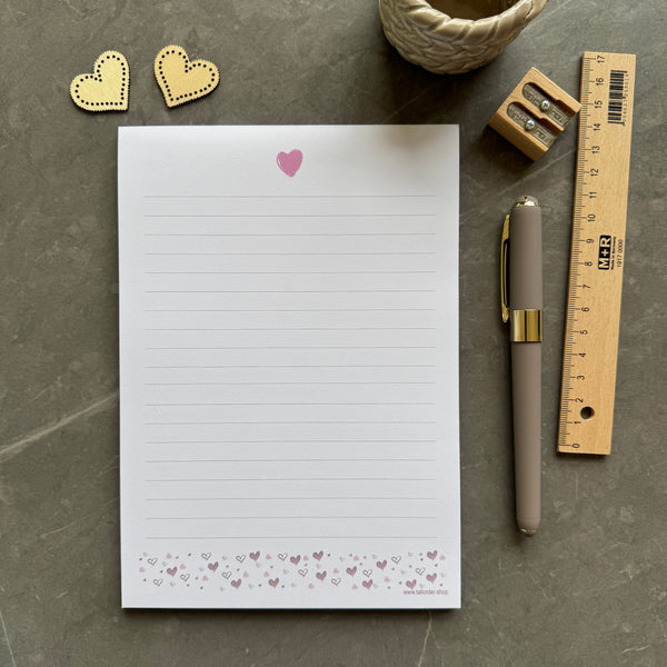 A5 Pink Love Heart Notepad