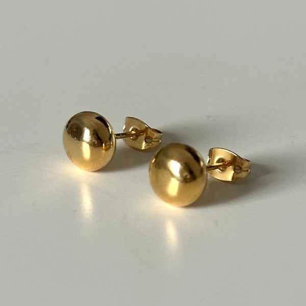 Gold Plated Sterling Silver Rounded Button Studs
