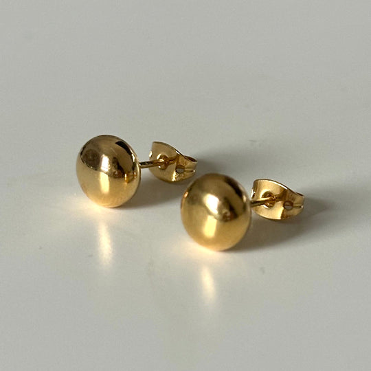 Gold Plated Sterling Silver Rounded Button Studs