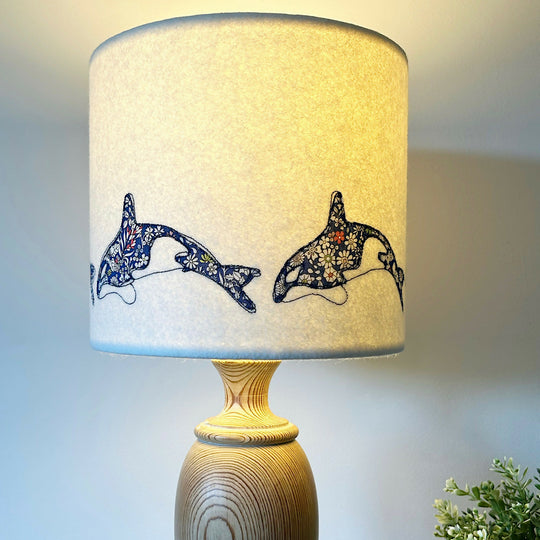 Embroidered Orca Liberty Print Lampshade