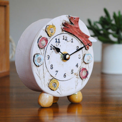 Small Mantel Clock With Fox And Meadow