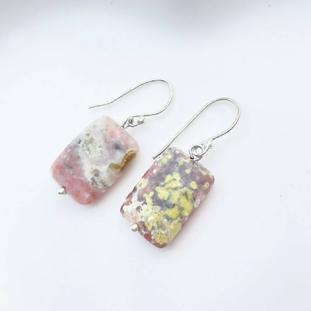 Pink Thulite Sterling Silver Earrings