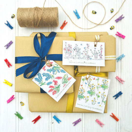 Floral Seed Paper Gift Tags - Set of Four